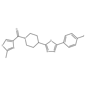 (4-(5-(4-Fluorophenyl)-1,3,4-oxadiazol-2-yl)piperidin-1-yl)(2-methylthiazol-4-yl)methanone结构式