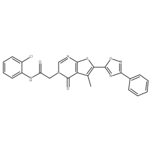 N-(2-chlorophenyl)-2-(5-methyl-4-oxo-6-(3-phenyl-1,2,4-oxadiazol-5-yl)thieno[2,3-d]pyrimidin-3(4H)-yl)acetamide结构式