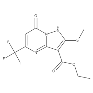 Ethyl 2-(methylthio)-7-oxo-5-(trifluoromethyl)-4,7-dihydropyrazolo[1,5-a]pyrimidine-3-carboxylate结构式