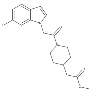 methyl {1-[(6-fluoro-1H-indol-1-yl)acetyl]piperidin-4-yl}acetate结构式