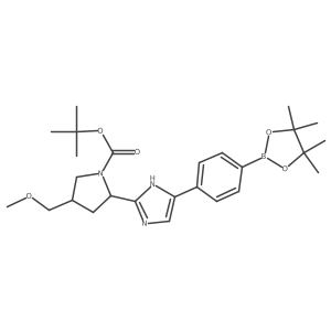 (2S,4S)-tert-butyl 4-(methoxymethyl)-2-(5-(4-(4,4,5,5-tetramethyl-1,3,2-dioxaborolan-2-yl)phenyl)-1H-imidazol-2-yl)pyrrolidine-1-carboxylate结构式