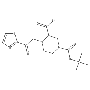 4-(Tert-butoxycarbonyl)-1-(2-oxo-2-(thiazol-2-yl)ethyl)piperazine-2-carboxylic acid结构式