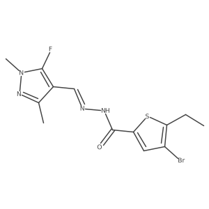 4-Bromo-5-ethyl-N'-((5-fluoro-1,3-dimethyl-1H-pyrazol-4-yl)methylene)thiophene-2-carbohydrazide结构式