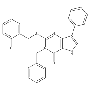 3-benzyl-2-((2-fluorobenzyl)thio)-7-phenyl-3H-pyrrolo[3,2-d]pyrimidin-4(5H)-one Structure