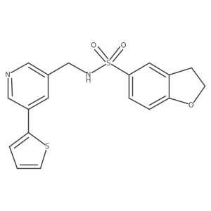 N-((5-(thiophen-2-yl)pyridin-3-yl)methyl)-2,3-dihydrobenzofuran-5-sulfonamide结构式