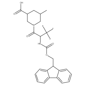 1-[2-({[(9H-fluoren-9-yl)methoxy]carbonyl}amino)-3,3,3-trifluoropropanoyl]-5-methylpiperidine-3-carboxylic acid结构式