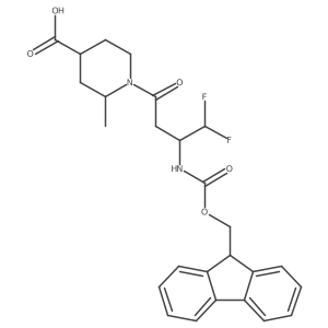 1-[3-({[(9H-fluoren-9-yl)methoxy]carbonyl}amino)-4,4-difluorobutanoyl]-2-methylpiperidine-4-carboxylic acid Structure