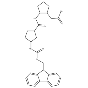 rac-2-{2-[(1R,3S)-3-({[(9H-fluoren-9-yl)methoxy]carbonyl}amino)cyclopentaneamido]cyclopentyl}acetic acid Structure
