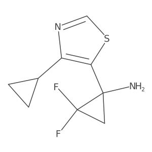 1-(4-Cyclopropyl-1,3-thiazol-5-yl)-2,2-difluorocyclopropan-1-amine结构式