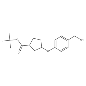 Tert-butyl 3-{[5-(aminomethyl)pyridin-2-yl]oxy}pyrrolidine-1-carboxylate结构式