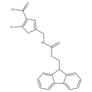 5-bromo-2-[({[(9H-fluoren-9-yl)methoxy]carbonyl}amino)methyl]-1,3-thiazole-4-carboxylic acid结构式