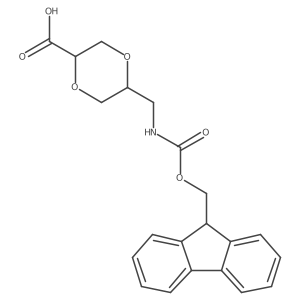 rac-(2R,5R)-5-[({[(9H-fluoren-9-yl)methoxy]carbonyl}amino)methyl]-1,4-dioxane-2-carboxylic acid结构式