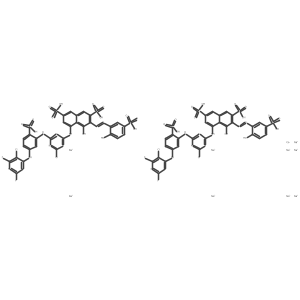 Cobaltate(9-), bis(5-((4-chloro-6-((5-((5-chloro-2,6-difluoro-4-pyrimidinyl)amino)-2-sulfophenyl)amino)-1,3,5-triazin-2-yl)amino)-4-hydroxy-3-((2-hydroxy-5-sulfophenyl)azo)-2,7-naphthalenedisulfonato(6-))-, nonasodium Structure