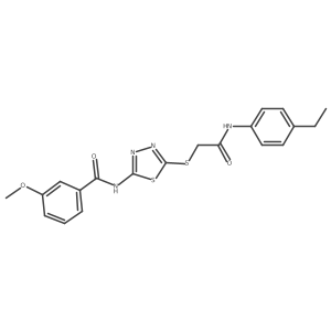 N-[5-[2-(4-ethylanilino)-2-oxo-ethyl]sulfanyl-1,3,4-thiadiazol-2-yl]-3-methoxy-benzamide结构式