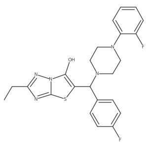 2-Ethyl-5-((4-fluorophenyl)(4-(2-fluorophenyl)piperazin-1-yl)methyl)thiazolo[3,2-b][1,2,4]triazol-6-ol结构式