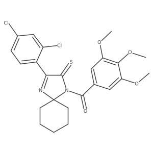 3-(2,4-Dichlorophenyl)-1-(3,4,5-trimethoxybenzoyl)-1,4-diazaspiro[4.5]dec-3-ene-2-thione Structure