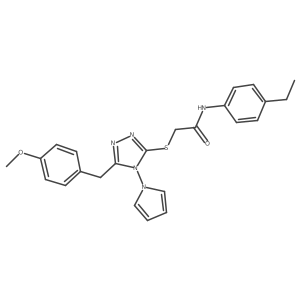 N-(4-ethylphenyl)-2-((5-(4-methoxybenzyl)-4-(1H-pyrrol-1-yl)-4H-1,2,4-triazol-3-yl)thio)acetamide结构式