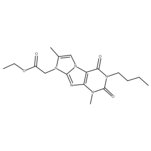 Ethyl 2-(3-butyl-1,7-dimethyl-2,4-dioxo-1,3,5-trihydro-4-imidazolino[1,2-h]pur in-8-yl)acetate结构式