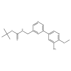 Tert-butyl 6-(5-amino-6-methoxypyridin-3-yl)pyrazin-2-ylmethylcarbamate结构式