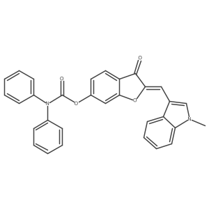 (2E)-2-[(1-methyl-1H-indol-3-yl)methylidene]-3-oxo-2,3-dihydro-1-benzofuran-6-yl diphenylcarbamate Structure