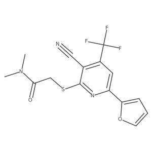 2-((3-cyano-6-(furan-2-yl)-4-(trifluoromethyl)pyridin-2-yl)thio)-N,N-dimethylacetamide结构式