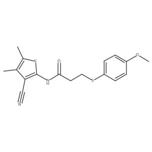 N-(3-cyano-4,5-dimethylthiophen-2-yl)-3-((4-methoxyphenyl)thio)propanamide结构式