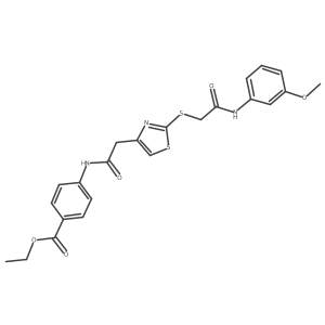 Ethyl 4-(2-(2-((2-((3-methoxyphenyl)amino)-2-oxoethyl)thio)thiazol-4-yl)acetamido)benzoate结构式