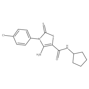 4-amino-3-(4-chlorophenyl)-N-cyclopentyl-2-thioxo-2,3-dihydrothiazole-5-carboxamide结构式