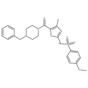 Benzenesulfonamide, 4-methoxy-N-[4-methyl-5-[[4-(phenylmethyl)-1-piperazinyl]carbonyl]-2-thiazolyl]-结构式