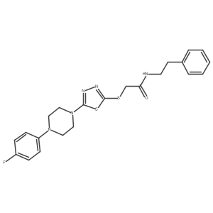 2-((5-(4-(4-fluorophenyl)piperazin-1-yl)-1,3,4-thiadiazol-2-yl)thio)-N-phenethylacetamide Structure