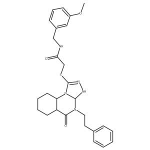 N-[(3-methoxyphenyl)methyl]-2-[[5-oxo-4-(2-phenylethyl)-3,3a,5a,6,7,8,9,9a-octahydro-[1,2,4]triazolo[4,3-a]quinazolin-1-yl]sulfanyl]acetamide Structure