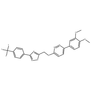 3-(3,4-Dimethoxyphenyl)-6-[({3-[4-(trifluoromethyl)phenyl]-1,2,4-oxadiazol-5-yl}methyl)sulfanyl]pyridazine结构式
