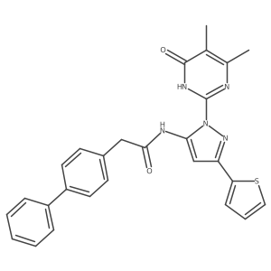 2-{[1,1'-biphenyl]-4-yl}-N-[1-(4,5-dimethyl-6-oxo-1,6-dihydropyrimidin-2-yl)-3-(thiophen-2-yl)-1H-pyrazol-5-yl]acetamide Structure