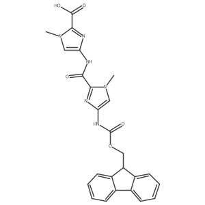 1-Methyl-4-[[[1-methyl-4-[(9H-fluorene-9-ylmethoxycarbonyl)amino]-1H-imidazole-2-yl]carbonyl]amino]-1H-imidazole-2-carboxylic acid结构式