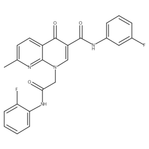 N-(3-fluorophenyl)-1-(2-((2-fluorophenyl)amino)-2-oxoethyl)-7-methyl-4-oxo-1,4-dihydro-1,8-naphthyridine-3-carboxamide结构式
