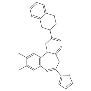 7,8-dimethyl-1-[2-oxo-2-(1,2,3,4-tetrahydroisoquinolin-2-yl)ethyl]-4-(thiophen-2-yl)-2,3-dihydro-1H-1,5-benzodiazepin-2-one结构式