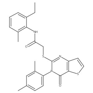 2-{[3-(2,4-dimethylphenyl)-4-oxo-3,4-dihydrothieno[3,2-d]pyrimidin-2-yl]sulfanyl}-N-(2-ethyl-6-methylphenyl)acetamide Structure