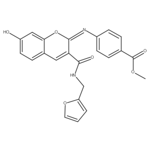 methyl 4-({(2Z)-3-[(furan-2-ylmethyl)carbamoyl]-7-hydroxy-2H-chromen-2-ylidene}amino)benzoate Structure