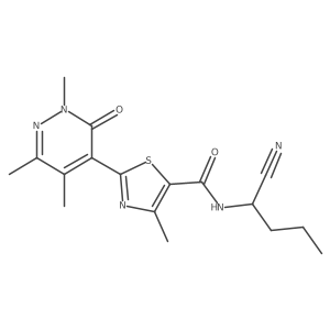 N-(1-cyanobutyl)-4-methyl-2-(2,5,6-trimethyl-3-oxo-2,3-dihydropyridazin-4-yl)-1,3-thiazole-5-carboxamide结构式