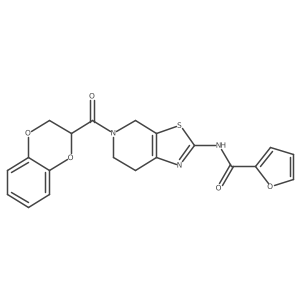 N-(5-(2,3-dihydrobenzo[b][1,4]dioxine-2-carbonyl)-4,5,6,7-tetrahydrothiazolo[5,4-c]pyridin-2-yl)furan-2-carboxamide结构式