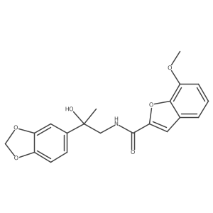 N-(2-(benzo[d][1,3]dioxol-5-yl)-2-hydroxypropyl)-7-methoxybenzofuran-2-carboxamide结构式