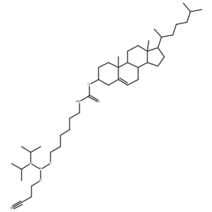 Cholest-5-en-3-ol, 3-(6-(((2-cyanoethoxy)(diisopropylamino)phosphino)oxy)hexyl)carbemate Structure