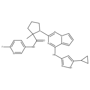 1-(4-((5-Cyclopropyl-1H-pyrazol-3-yl)amino)pyrrolo(2,1-F)(1,2,4)triazin-2-yl)-N-(6-(18F)fluoro-3-pyridinyl)-2-methyl-L-prolinamide结构式