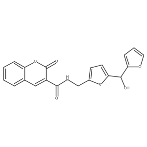 N-((5-(furan-2-yl(hydroxy)methyl)thiophen-2-yl)methyl)-2-oxo-2H-chromene-3-carboxamide结构式