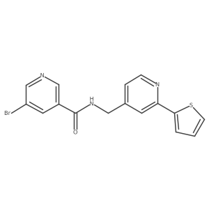 5-bromo-N-((2-(thiophen-2-yl)pyridin-4-yl)methyl)nicotinamide结构式