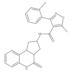 3-(2-chlorophenyl)-5-methyl-N-(4-oxo-1,2,3,3a,4,5-hexahydropyrrolo[1,2-a]quinoxalin-2-yl)isoxazole-4-carboxamide结构式
