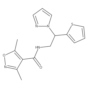 N-(2-(1H-pyrazol-1-yl)-2-(thiophen-2-yl)ethyl)-3,5-dimethylisoxazole-4-carboxamide结构式