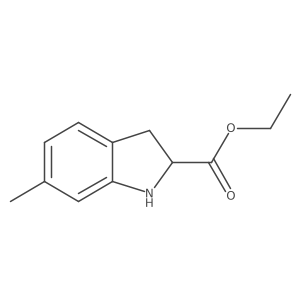 ethyl 6-methyl-2,3-dihydro-1H-indole-2-carboxylate结构式