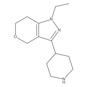 1-Ethyl-3-(piperidin-4-yl)-1,4,6,7-tetrahydropyrano[4,3-c]pyrazole结构式