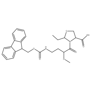 2-ethyl-3-[4-({[(9H-fluoren-9-yl)methoxy]carbonyl}amino)-2-methoxybutanoyl]-1,3-thiazolidine-4-carboxylic acid结构式
